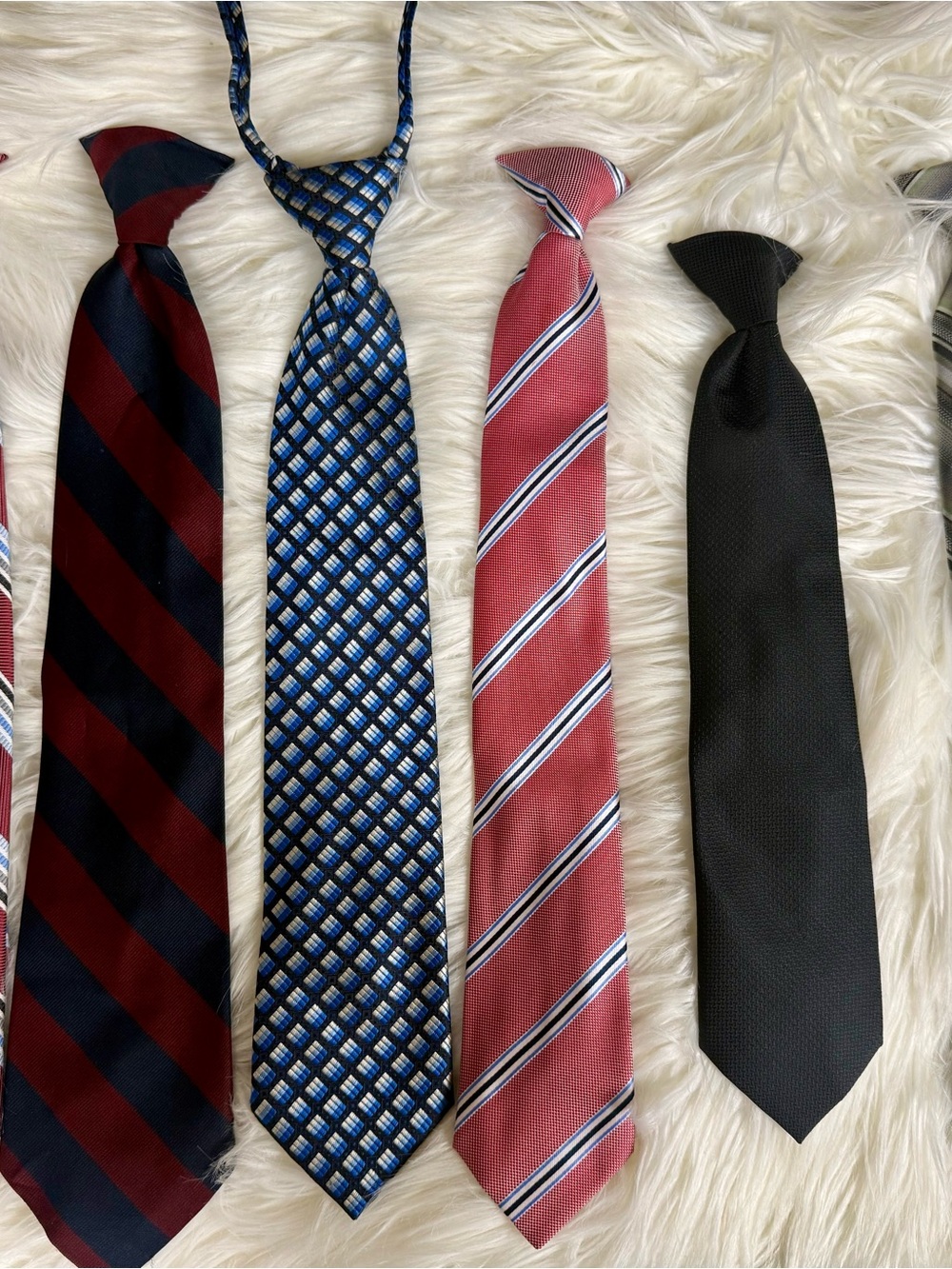 Lot of 6 Boys Pre-Tied Neckties - Clip-On & Zipper Styles